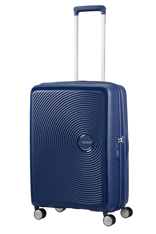 American Tourister Soundbox Spinner extensible 67cm Bleu marine fonc&eacute;