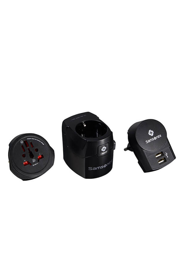 Samsonite Travel Accessories World Adaptor Pro 3-P+USB Zwart